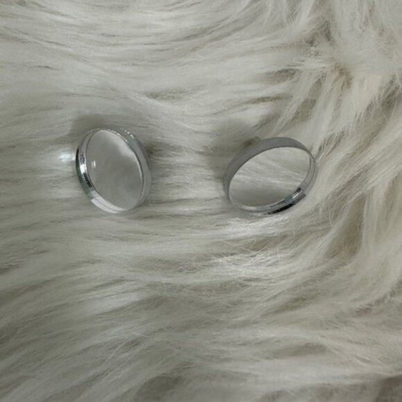 Silver Mirror Circle Stud Earrings Handmade  8718  Handmade NWT Boutique - Picture 3 of 3